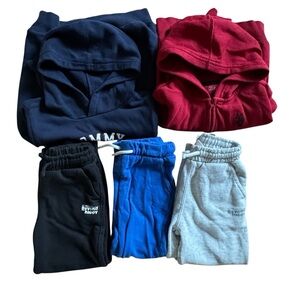 Toddler Boy 4T-5T Bundle 5PC Lot Set Hoodies Sweatpants Joggers Red Blue Gray